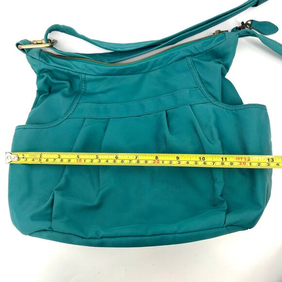 Travelon Nylon Bag Security Block Technology Teal Shoulder Bag Purse - Picture 9 of 12
